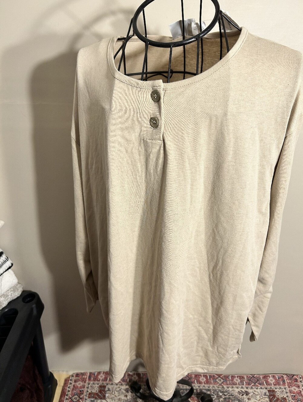 NEW size 2x 2 x womens tan long sleeve tee t shirt top